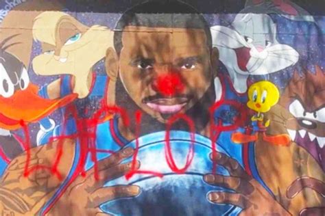 LeBron James Space Jam Mural In His Hometown Vandalized With Clown