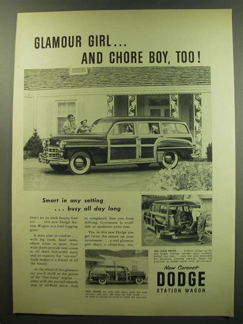 1949 Dodge Coronet Station Wagon Ad Glamour Girl And Chore Boy Too