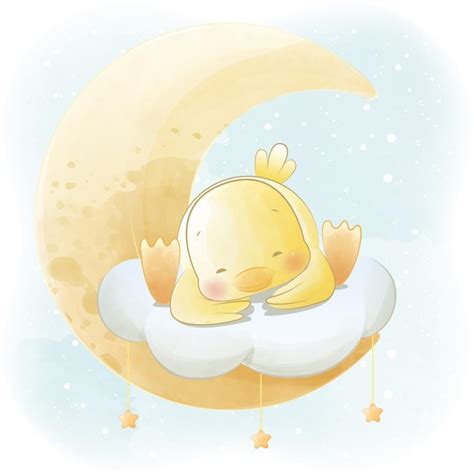 Premium Vector Cute Sleeping Baby Bunny In The Moon