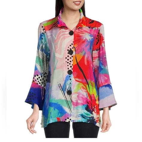 Ali Miles Tops Ali Miles Abstract Print 34 Bell Cuff Sleeve Point