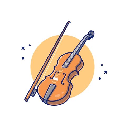 Geige Holz Musik Cartoon Icon Illustration Musikinstrument Icon