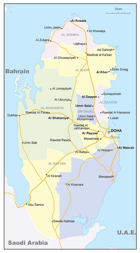 Qatar Map Counties And Cities In Qatar