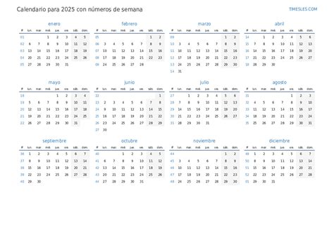 Calendario Por Semanas 2025 Hunter Mosses