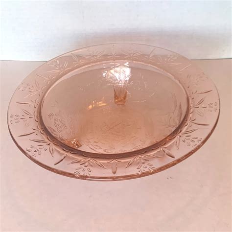 Vintage Pink Depression Glass Bowl Centerpiece Bowl Fruit Etsy