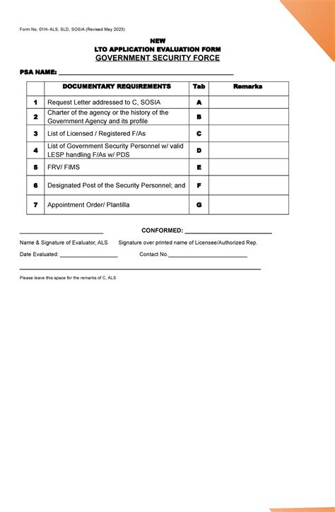 Evaluator Form Government Form No 01h Als Sld Sosia Revised May 2023 New Lto