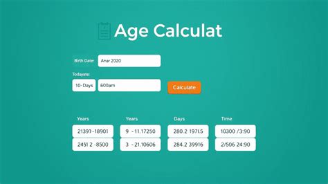 Age Calculator Online From Date Of Birth Years Months Days