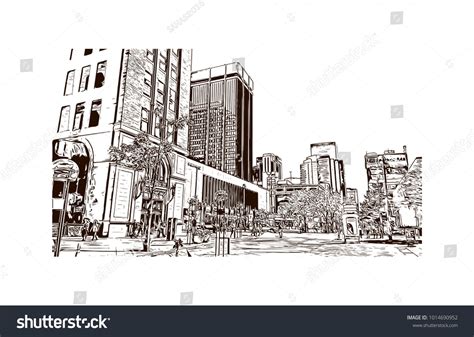 Denver City Colorado Hand Drawn Sketch Stock Vector Royalty Free