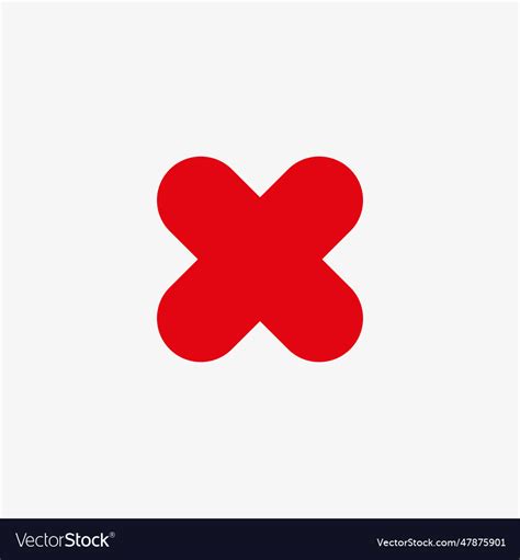 Cross Sign Element Red X Icon Isolated On White Vector Image