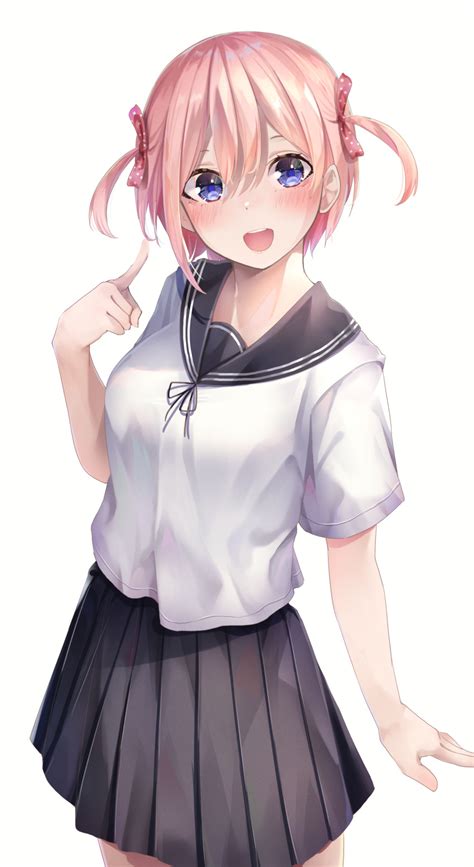 Safebooru 1girl Absurdres Bangs Black Skirt Blush Breasts Go Toubun No Hanayome Hair Ribbon