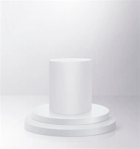 Podio De Pedestal Redondo Blanco Brillante Concepto D Abstracto De