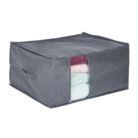 Relaxdays Caisse de rangement en tissu fermeture éclair pour linge