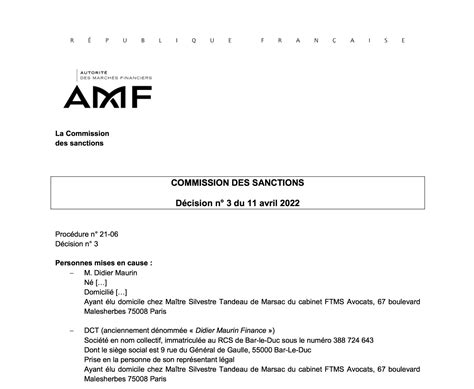 la commission des sanctions de lamf sanctionne didier maurin  dtc