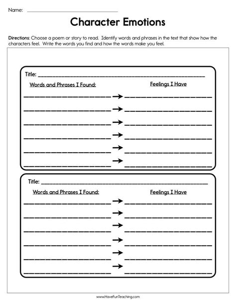 Character Emotions Worksheet Have Fun Teaching Character Worksheets Kindergarten Worksheets