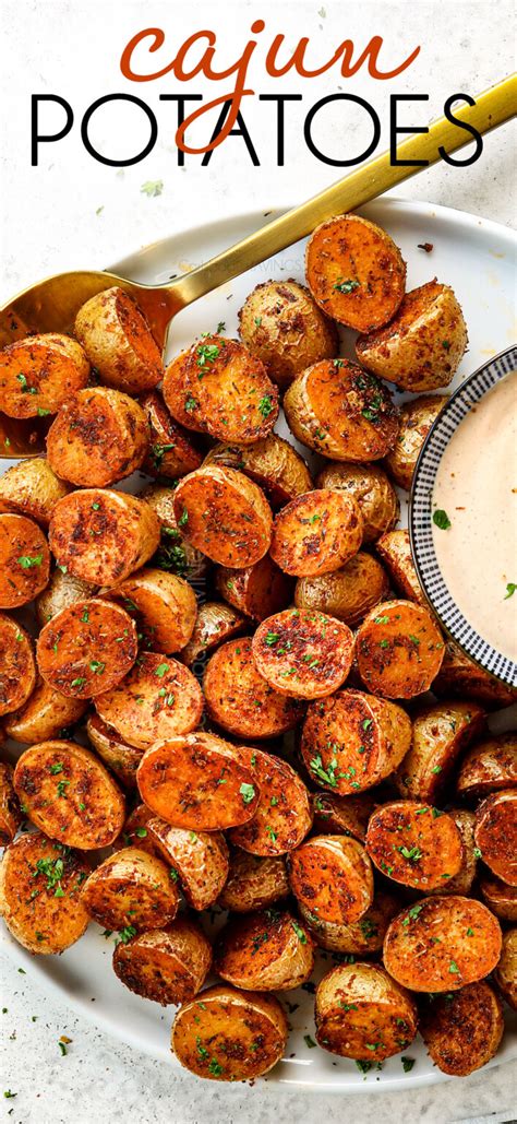 Roasted Cajun Potatoes with the BEST SAUCE!