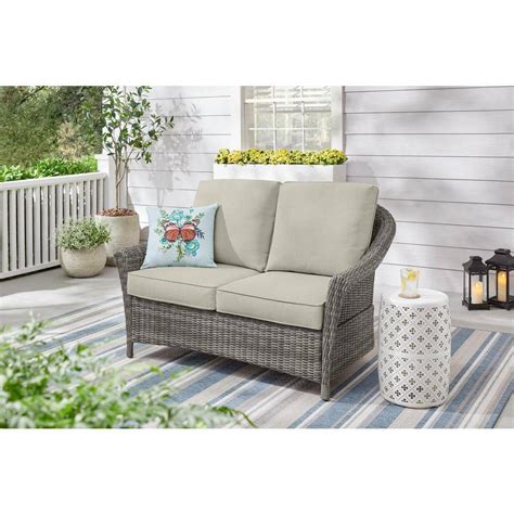 Hampton Bay Chasewood Brown Wicker Outdoor Patio Loveseat With