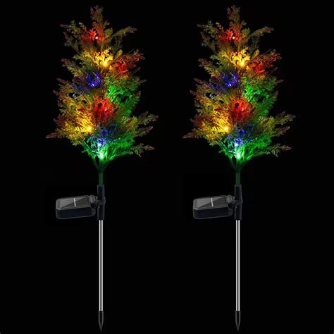 4pack Outdoor Waterproof Garden Multi Color Flickering Pine Lawn Lamp Solar Christmas Tree