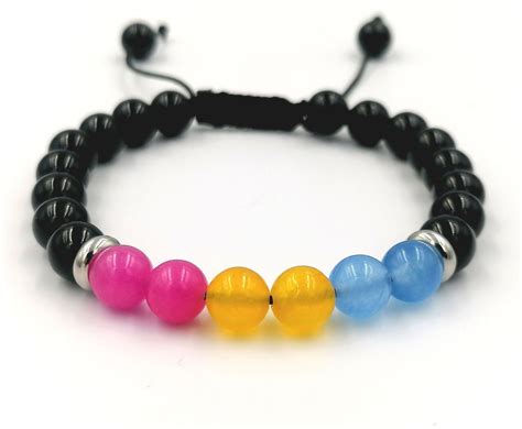 Pansexual Pride Bracelet Pansexual Flag Gemstone Bracelet Lgbtq