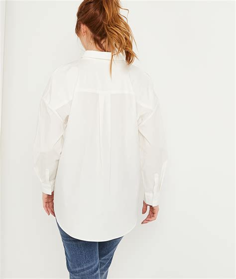 Chemise Blanche Oversize Femme Ecru Grain De Malice