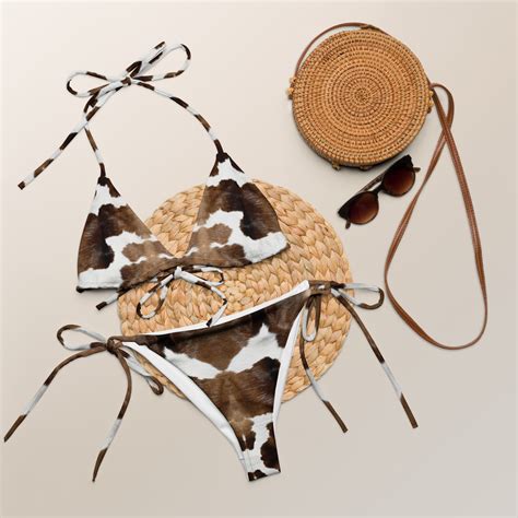 Cow Print String Bikini Extended Sizes XS XL Etsy