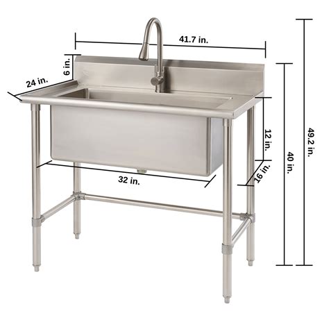 TRINITY 32 X 16 Stainless Steel Utility Sink With Pull Out Faucet