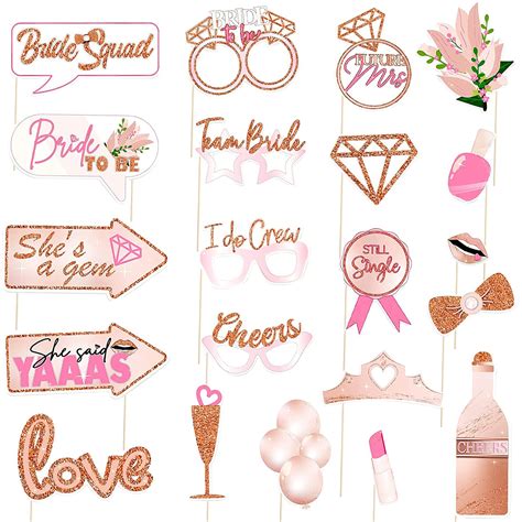 Buy 21 PCS Rose Gold Wedding Hen Party Photo Booth Props Botanical