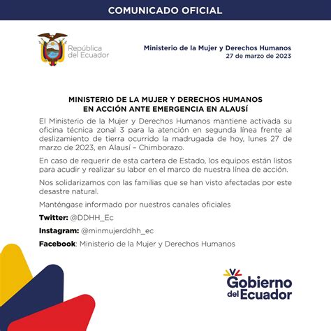 Riesgos Ecuador On Twitter Rt Comunicacionec Comunicado Oficial