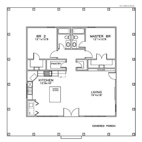 X Barndominium Floor Plans Map Concept Drawing