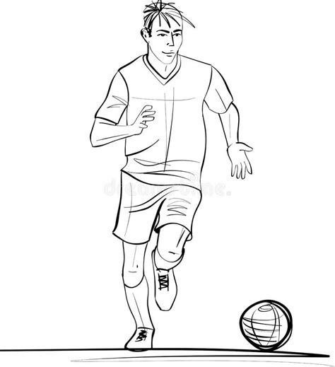 Soccer or Football Player Sketch - Soccer Player Kicks the Ball Stock ...