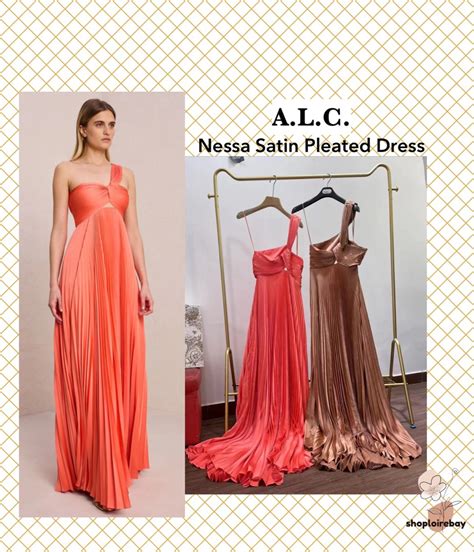 ALC Nessa Satin Pleated Maxi Dress Spiced Coral And Beige Brown Women