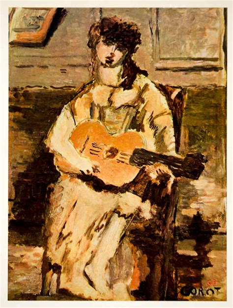 1961 Georges Braque Woman Guitar Corot Color Art Print ORIGINAL EBay