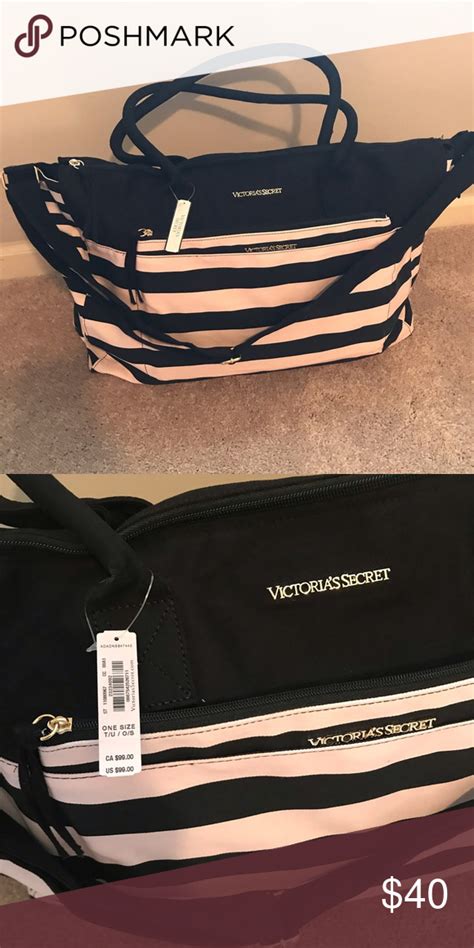 Victoria Secret Striped Weekender Bag Bags Print Tote Weekender Bag