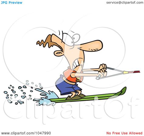 Royalty Free RF Clip Art Illustration Of A Cartoon Water Skiing Man