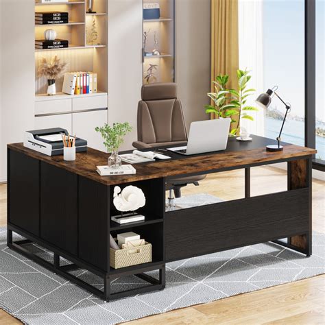 17 Stories Roumena 63 L Shape Executive Desk With File Drawers