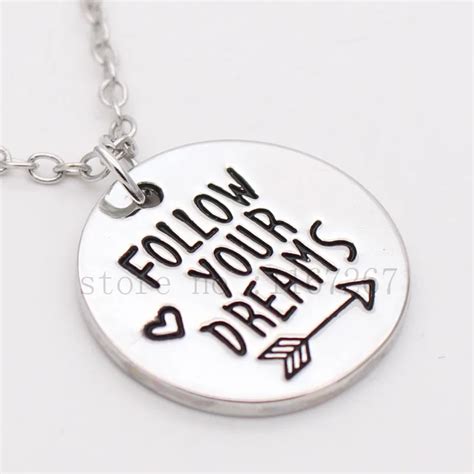 Follow Your Dreams Hand Stamped Necklace Inspirational Necklace Dream Necklace Dream