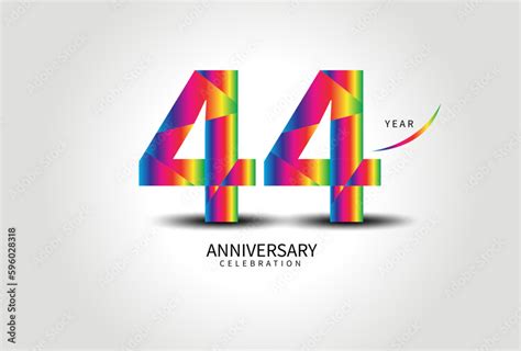 44 Year Anniversary Celebration Logo Colorful Vector 44 Number Design