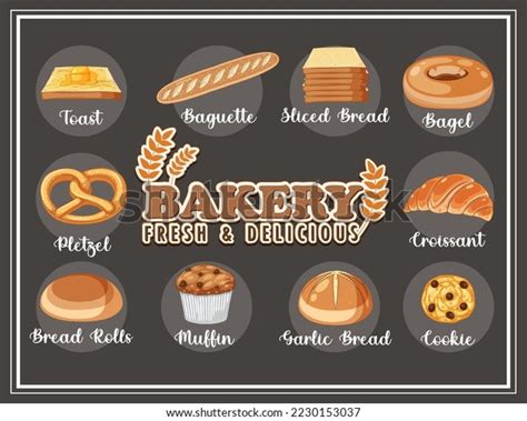 Different Types Bread Name Illustration Stock Vector (Royalty Free ...