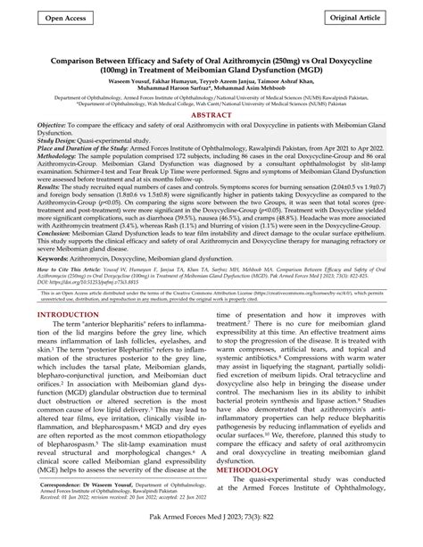 Pdf Comparison Between Efficacy And Safety Of Oral Azithromycin