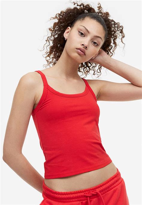 Cotton Vest Top Red 1128497007 Handm T Shirts Vests And Camis