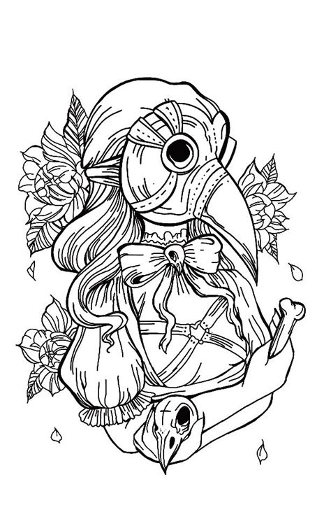 Plague Doctor Witch Coloring Pages Coloring Book Art Scary Coloring