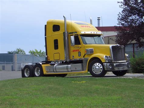 Nice New Yellow Dhl Freightliner Coronado Truck Ottawa Ontario Canada