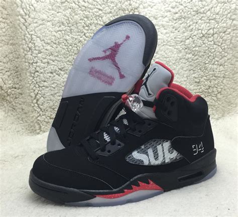 Supreme Air Jordan 5 Black Fire Red - Sneaker Bar Detroit