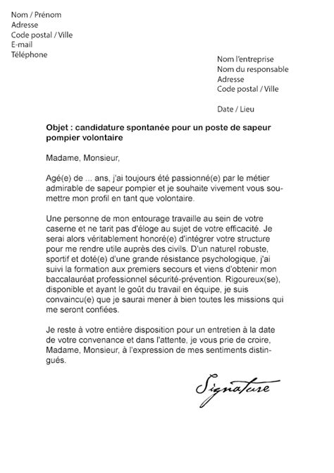 Exemple Lettre De Motivation Pour Etre Pompier Volontaire