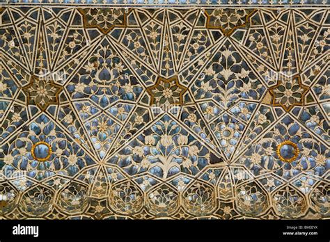 Blue And Gold Islamic Pattern In Ceiling Tiles Of The Maharajas Hall