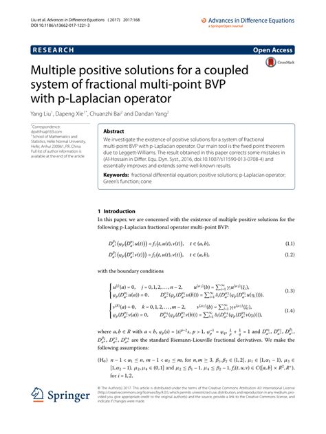 Pdf Multiple Positive Solutions For A Coupled System Of Fractional