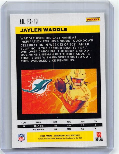 Panini Chronicles Jaylen Waddle Flux Dp Rc Rookie Miami Dolphins