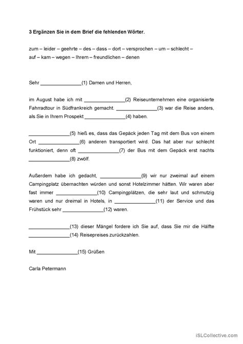 Beschwerdebrief Allgemeine English Esl Worksheets Pdf Doc