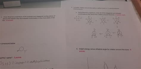 Solved 4 Consider Rotation Around The Carbon Carbon Bond In Chegg