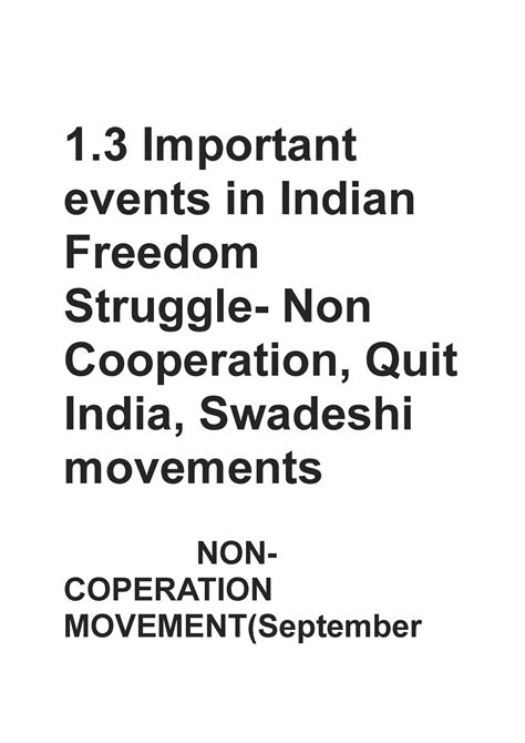 Important Events In Indian Freedom Struggle 1 Important Events In