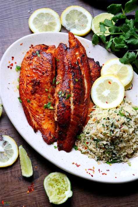 Grilled Fish Spinach Rice Spicy World Simple And Easy Recipes By Arpita