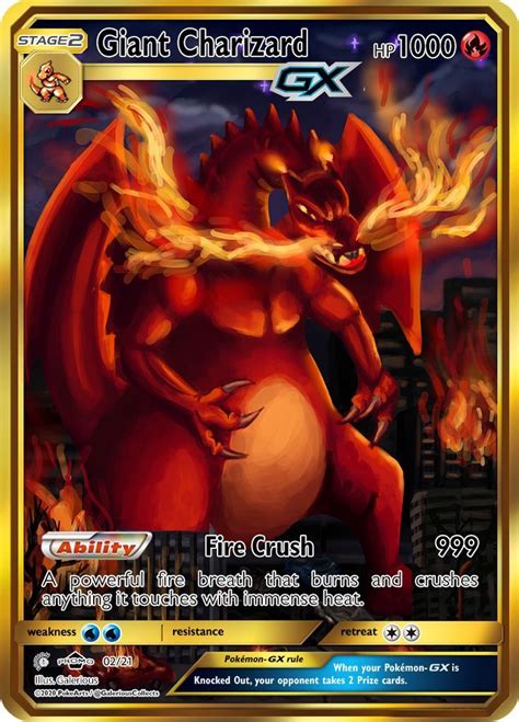 Giant Charizard GX 1st Edition Full Art Custom Card By PokeArts Custom